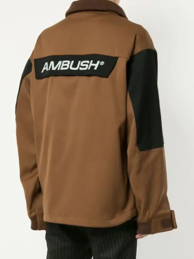 Shop Ambush Paneled Logo Printed Jacket In Brown