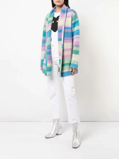 Shop The Elder Statesman Striped Cardigan In Multicolour