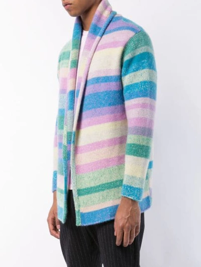 Shop The Elder Statesman Striped Cardigan In Multicolour