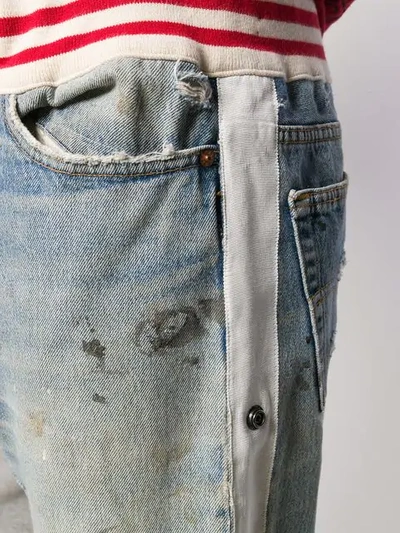 Shop Greg Lauren Denim Patch Track Pants In Blue