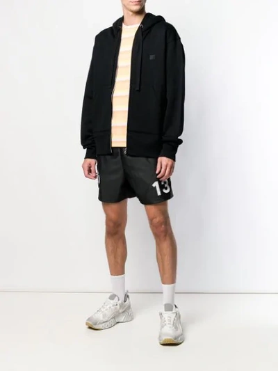 Shop Acne Studios Ferris Zip Face Hooded Sweatshirt In Black