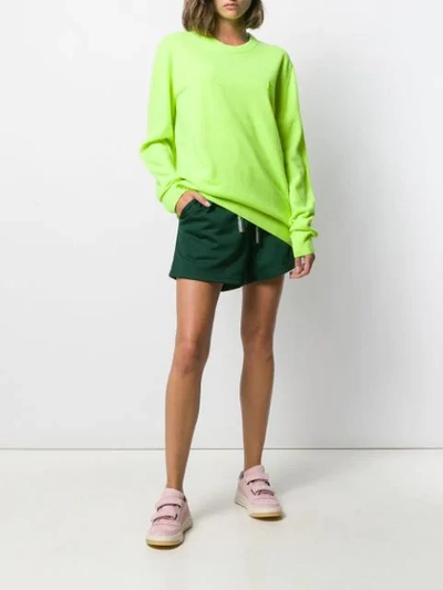Shop Acne Studios Face Patch Track Shorts In Green