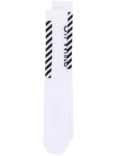 Shop Off-white Socken Mit Diagonalen Streifen In 0110 White Black