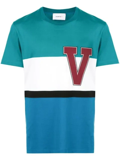 Shop Ports V Striped Logo T-shirt In Multicolour