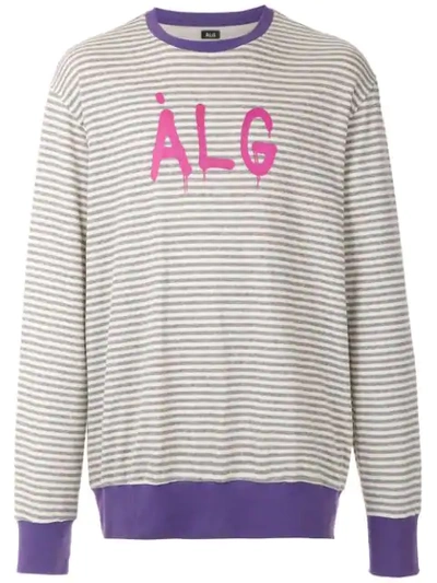 Shop Àlg Striped Sweatshirt In Grey