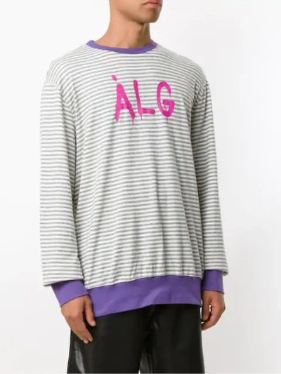 Shop Àlg Striped Sweatshirt In Grey