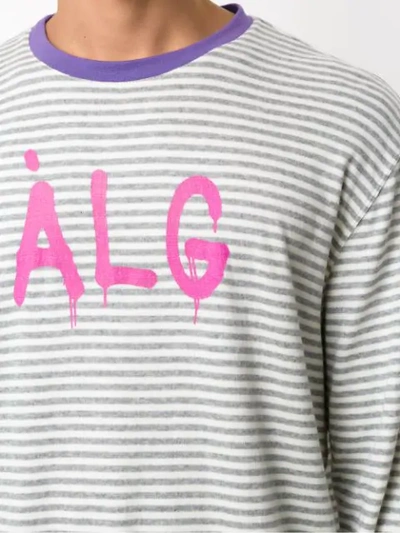 Shop Àlg Striped Sweatshirt In Grey