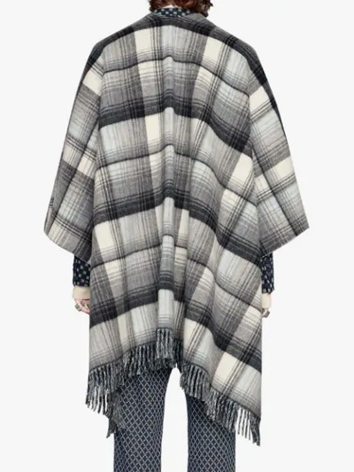 Shop Gucci Reversible Gg Wool Poncho In Grey