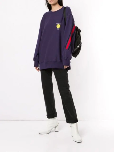 Shop Facetasm Panelled Contrast Trim Sweatshirt In Purple