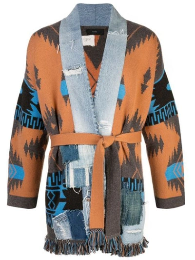 Shop Alanui X Greg Lauren Icon Cashmere Kimono Cardigan In Orange