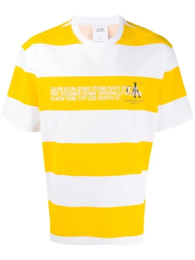 Shop Calvin Klein Jeans Est.1978 Calvin Klein Jeans Est. 1978 Striped Logo T-shirt - Yellow