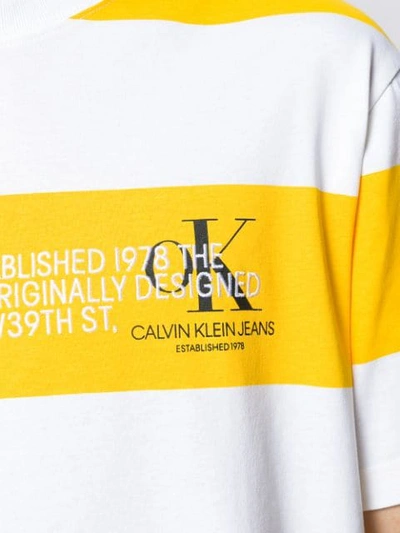 Shop Calvin Klein Jeans Est.1978 Calvin Klein Jeans Est. 1978 Striped Logo T-shirt - Yellow