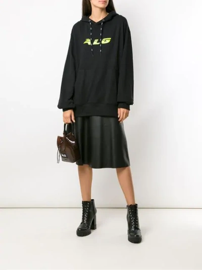 Shop Àlg Logo Printed Hooded Sweatshirt In Black