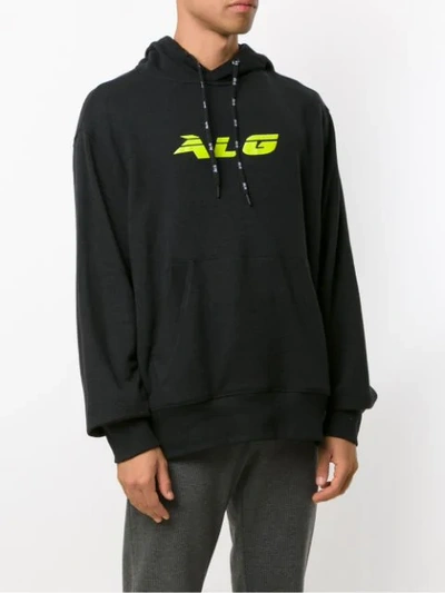 Shop Àlg Logo Printed Hooded Sweatshirt In Black