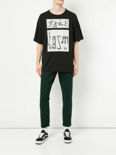 Shop Facetasm Logo Print T-shirt - Black