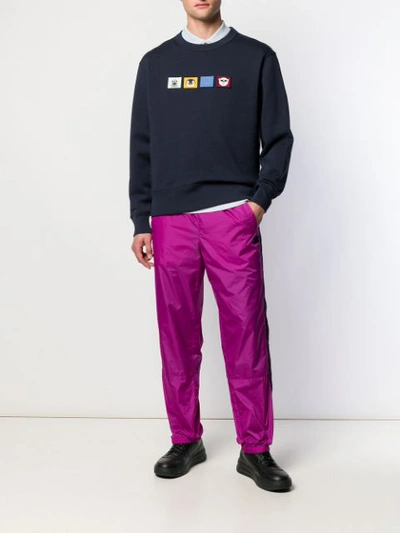 Shop Acne Studios Contrasting Stripe Track Trousers In Purple