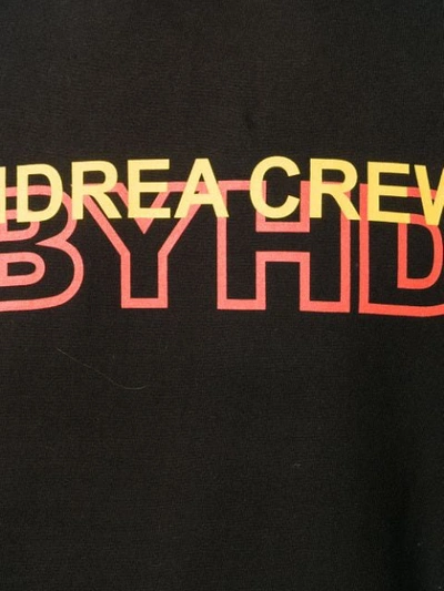 Shop Andrea Crews Logo Print Crew Neck T-shirt - Black
