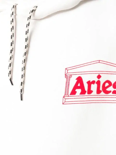 Shop Aries Logo Print Hoodie In White