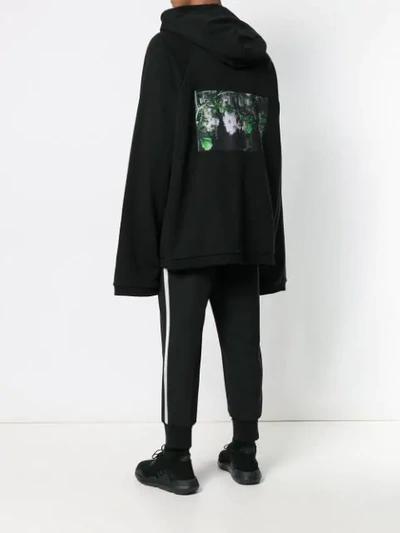 Shop Yuiki Shimoji Floral Print Oversized Zipped Hoodie In Black