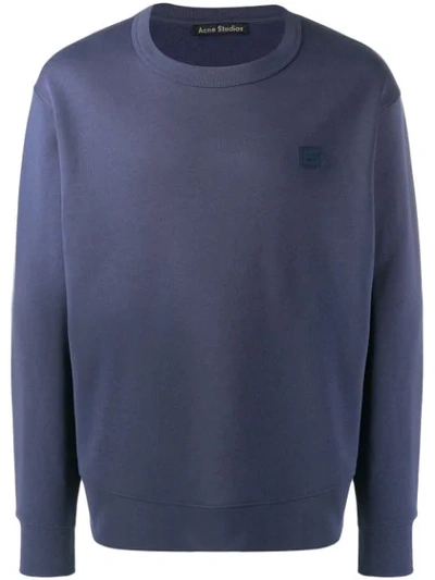 Shop Acne Studios Fairview Face Sweatshirt In Blue