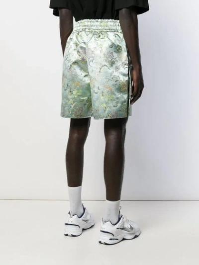 Shop Ximon Lee Floral Brocade Shorts In Green