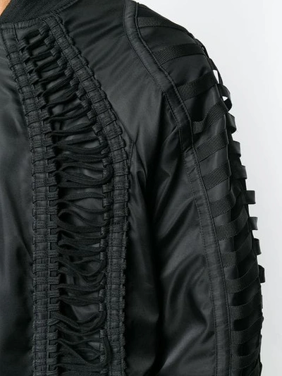Shop Ktz Long Lace Bomber Jacket In Black