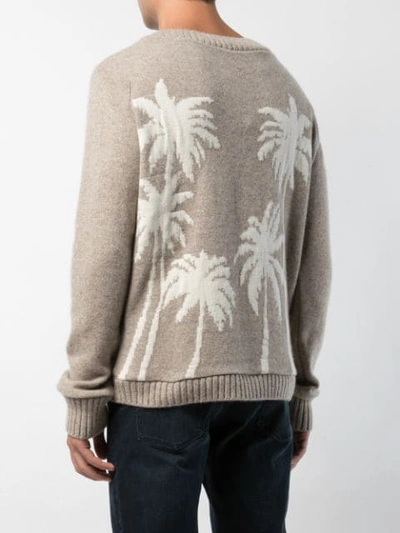 Shop The Elder Statesman Palm Tree Sweater In Brown