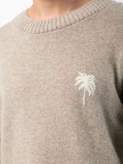 Shop The Elder Statesman Palm Tree Sweater In Brown