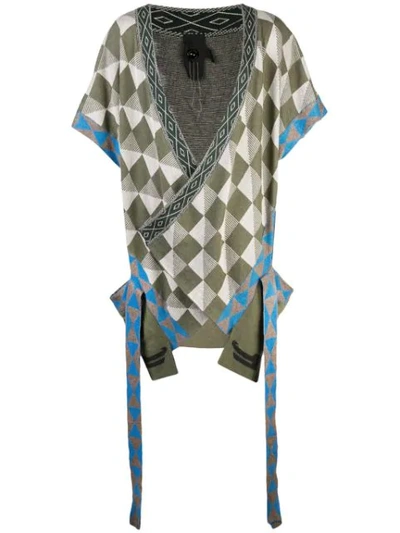 BERNHARD WILLHELM GEOMETRIC SHORT-SLEEVE CARDIGAN - 绿色