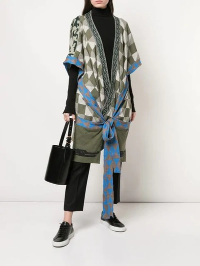 BERNHARD WILLHELM GEOMETRIC SHORT-SLEEVE CARDIGAN - 绿色