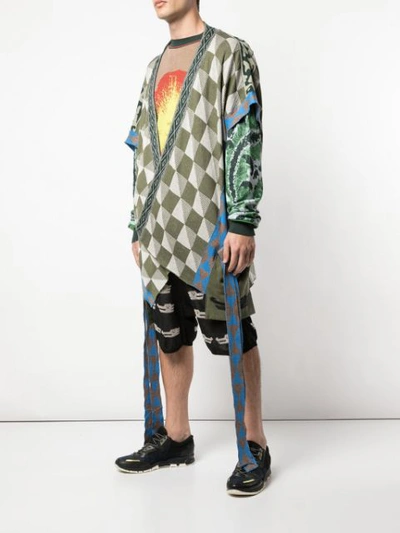 BERNHARD WILLHELM GEOMETRIC SHORT-SLEEVE CARDIGAN - 绿色