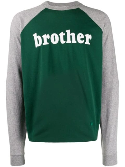 Shop Acne Studios Printed Long-sleeved T-shirt In Green