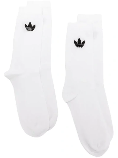 Shop Adidas Originals 2-piece Set Trefoil Socks In White