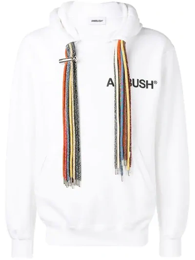 Shop Ambush Multi Drawstring Hoodie In White