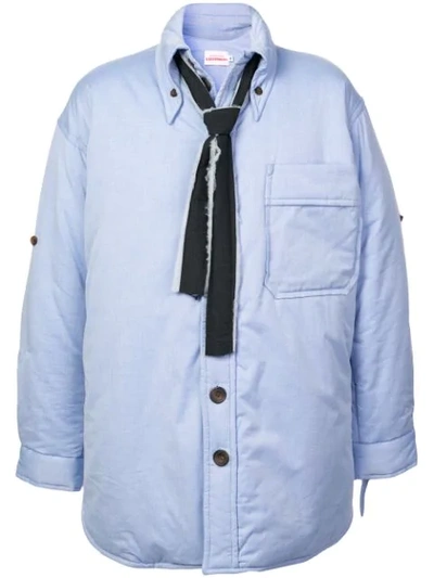 Shop Charles Jeffrey Loverboy Oversized Padded Shirt Jacket In Blue
