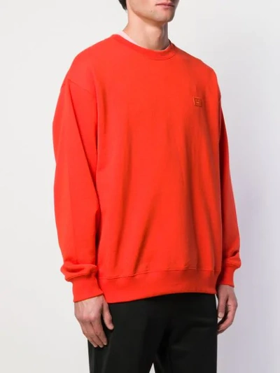 Shop Acne Studios Face Patch Sweatshirt In Red