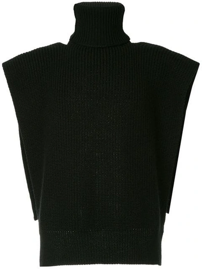 Shop Raf Simons Knitted Vest In Black/grey
