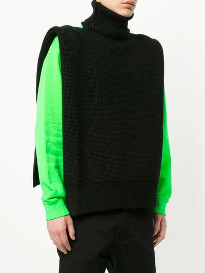 Shop Raf Simons Knitted Vest In Black/grey