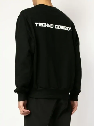 Shop Strateas Carlucci Techno Cowboy Slogan Sweatshirt In Black