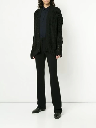 Shop Ann Demeulemeester Open Knit Cardigan In Black