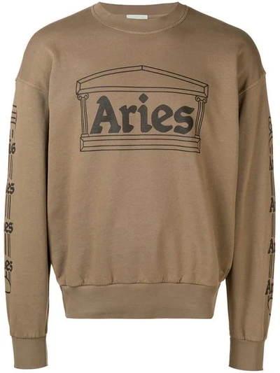 Shop Aries Logo Print Sweatshirt In Green