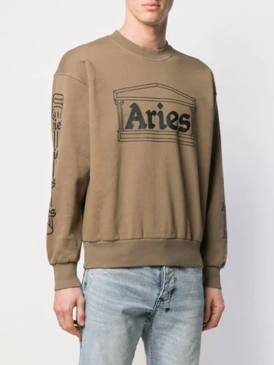 Shop Aries Logo Print Sweatshirt In Green