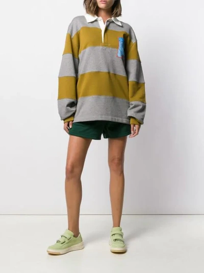 Shop Acne Studios Striped Rugby Polo Shirt In Bca-moss Green