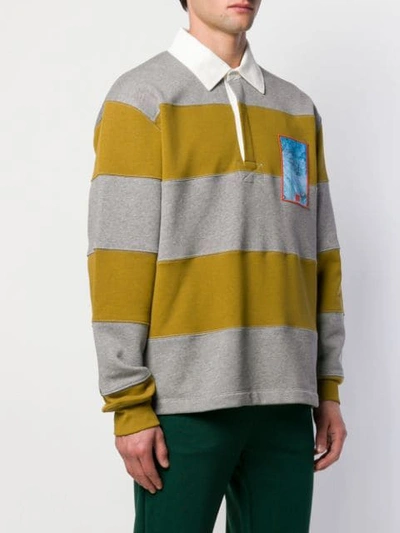 Shop Acne Studios Striped Rugby Polo Shirt In Bca-moss Green