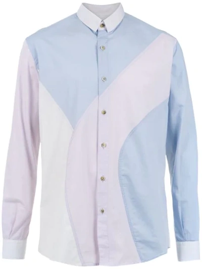 Shop À La Garçonne Panelled Shirt In Blue