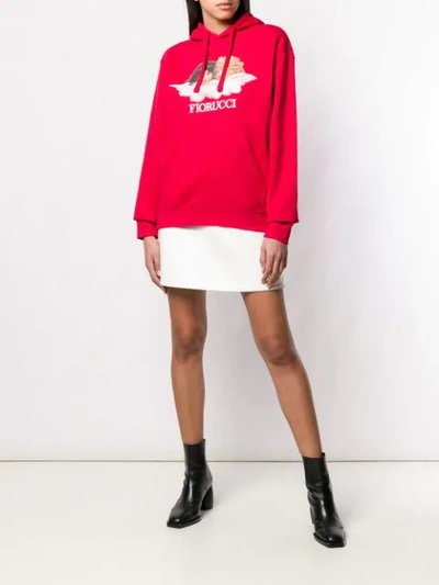 Shop Fiorucci Vintage Angels Hoodie In Red