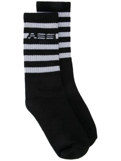 Shop Adam Selman Sport Striped Sport Socks  In Black