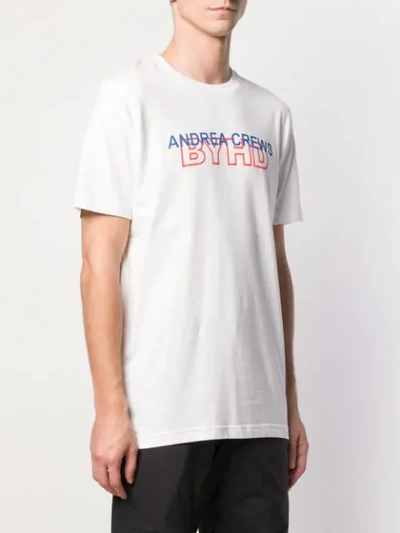 Shop Andrea Crews Logo Print Crew Neck T-shirt - White