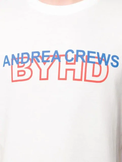 Shop Andrea Crews Logo Print Crew Neck T-shirt - White