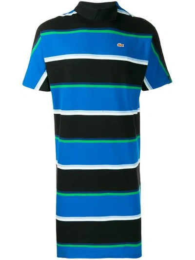 Shop Lacoste X Opening Ceremony Striped Wrap Collar Longline T-shirt - Blue
